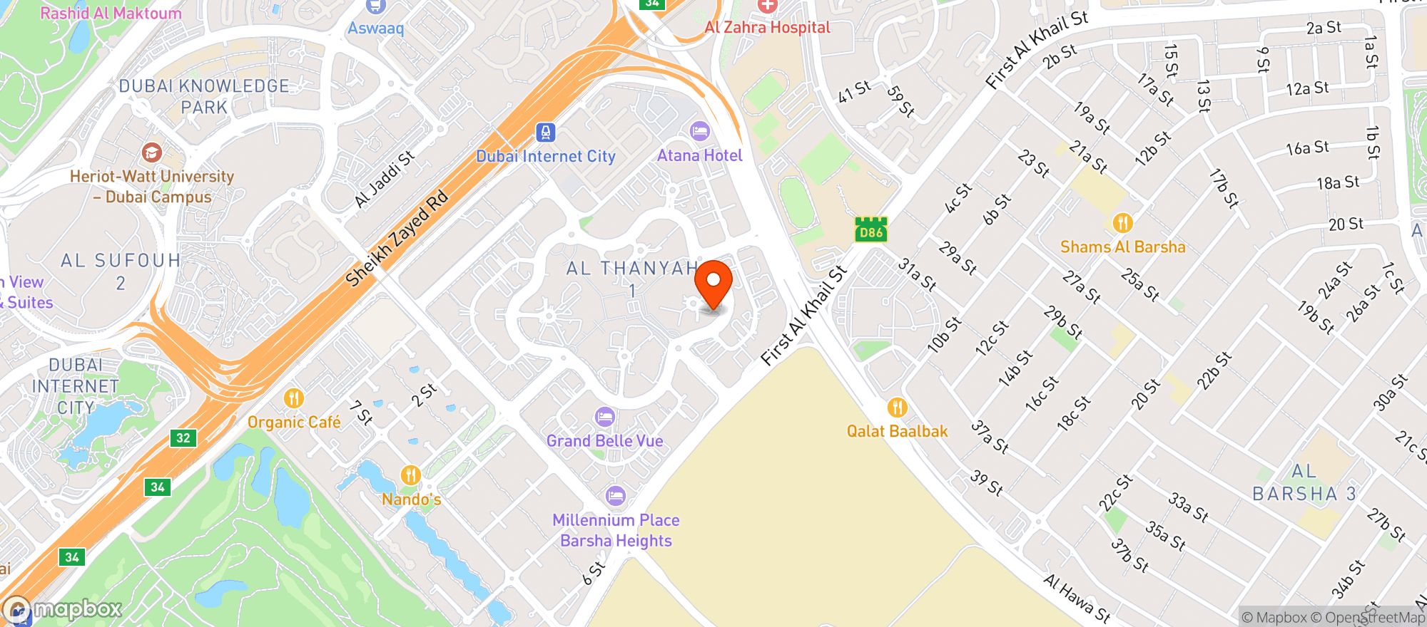 Map showing Premier Inn Barsha Heights