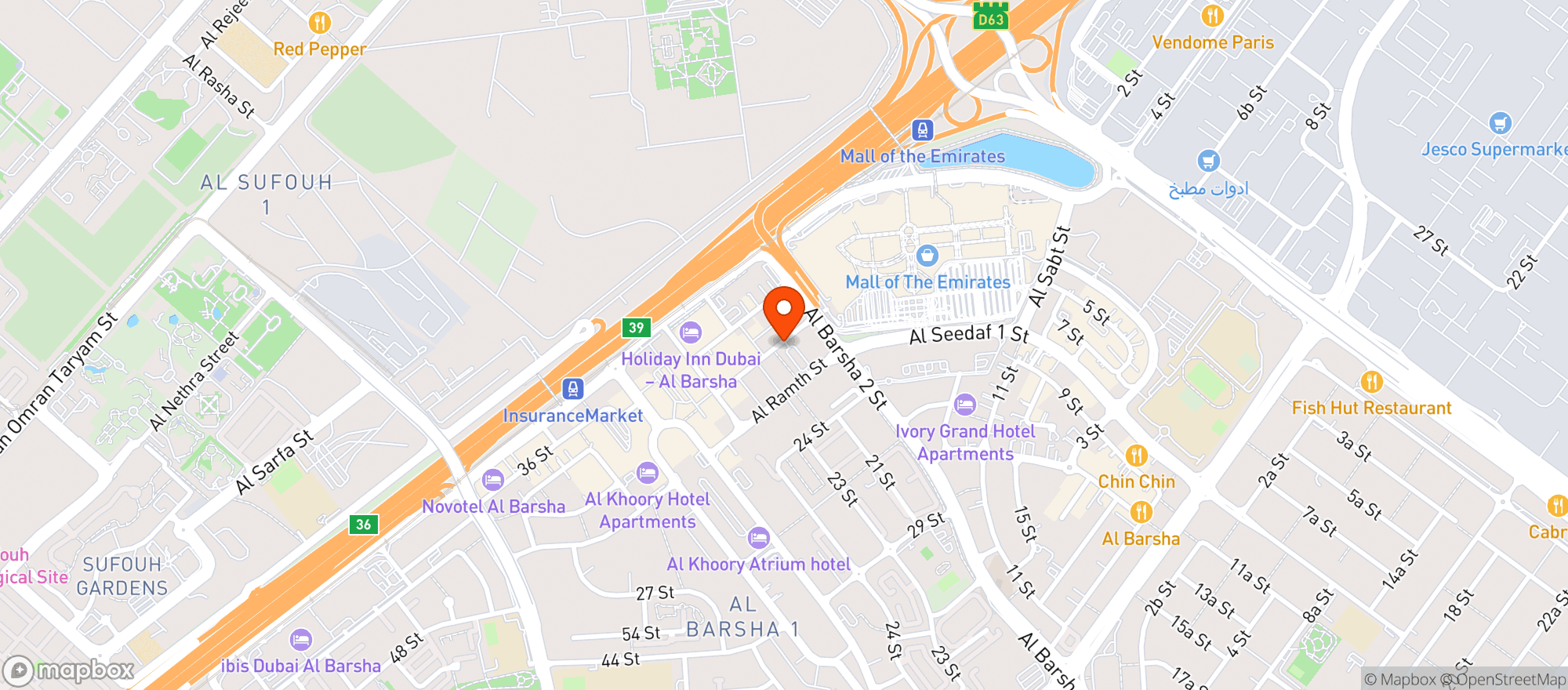 Map showing Hilton Garden Inn Dubai Mall Of The Emirates