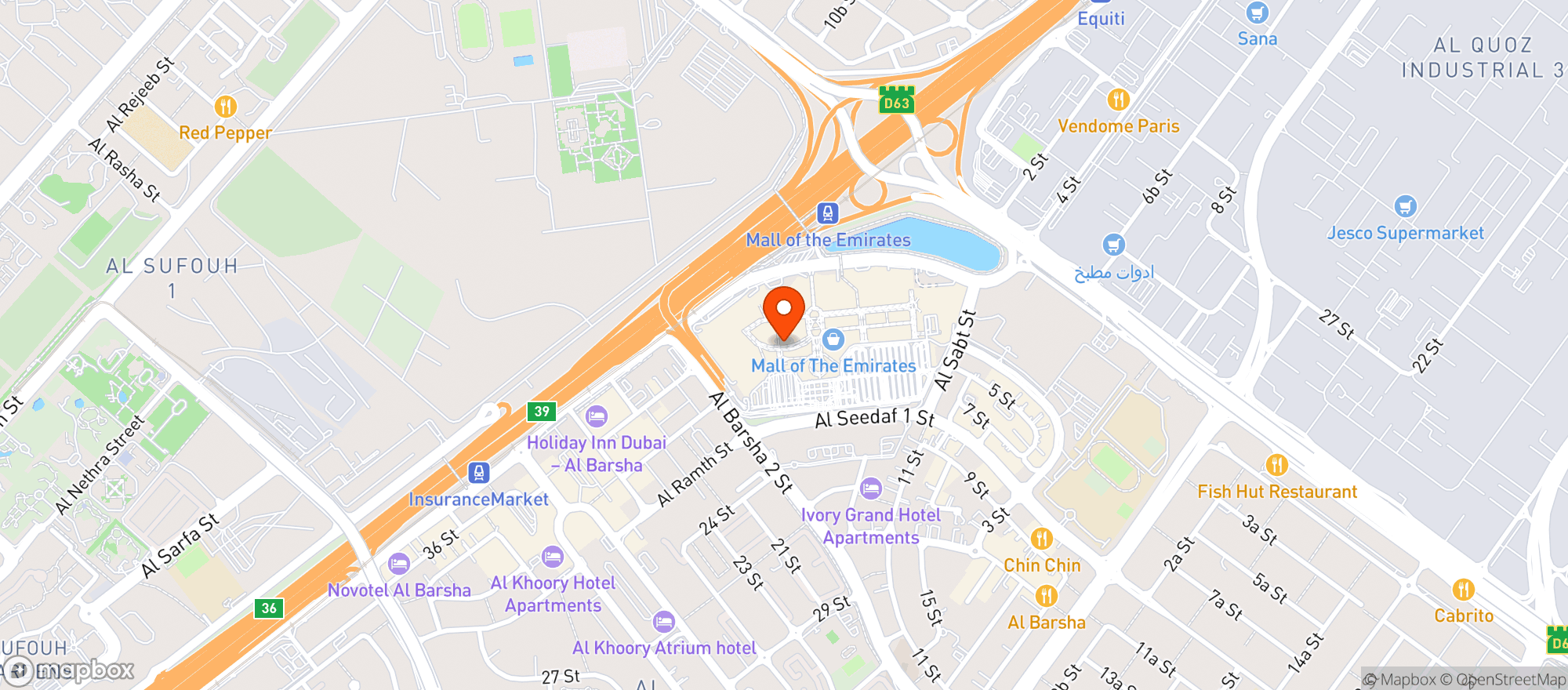 Map showing P.f. Chang's (بي إف تشانغز)