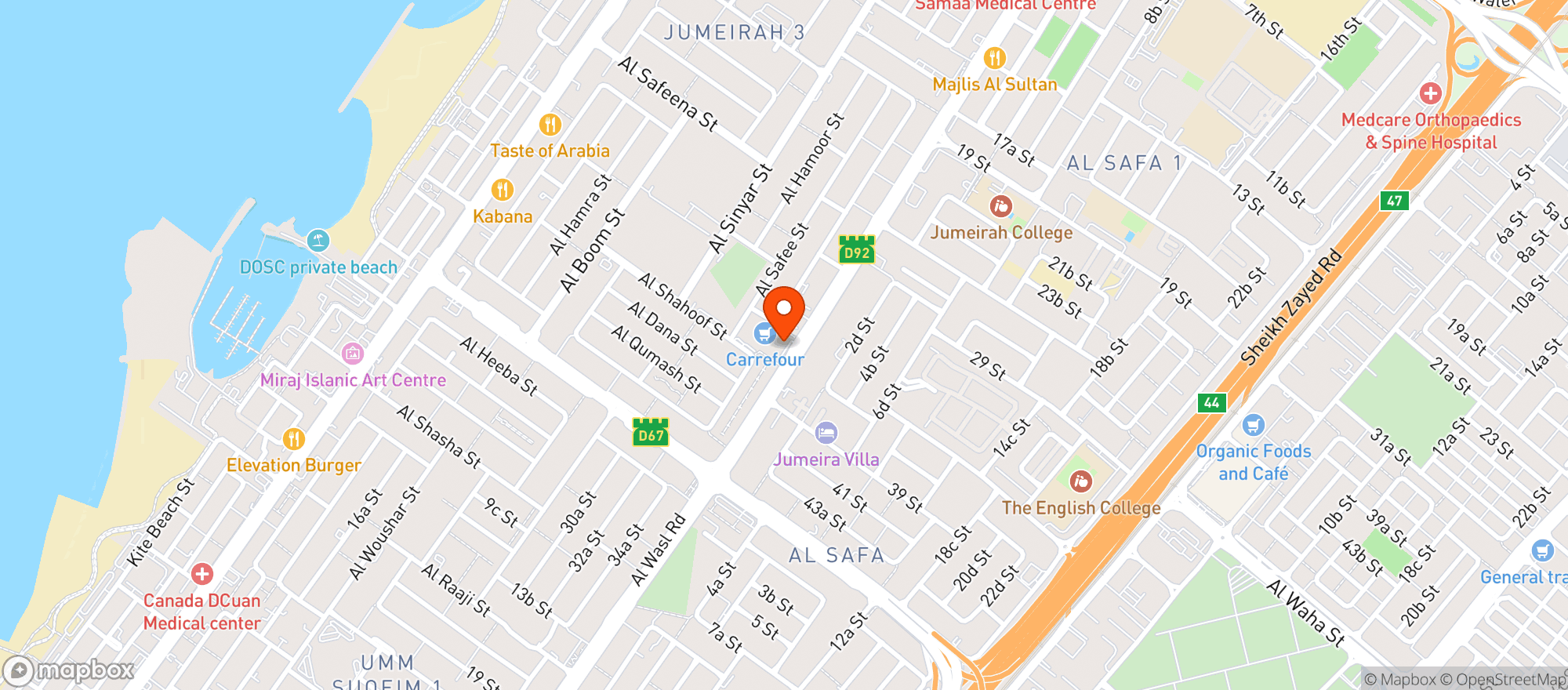 Map showing Carrefour Supermarket