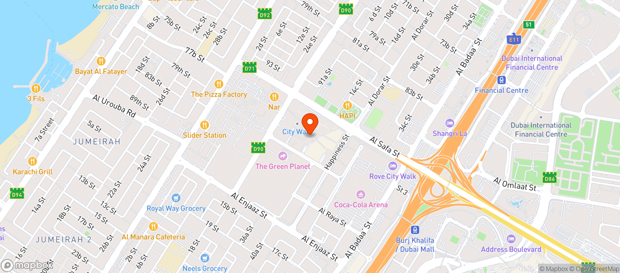 Map showing City Walk (سيتي ووك)