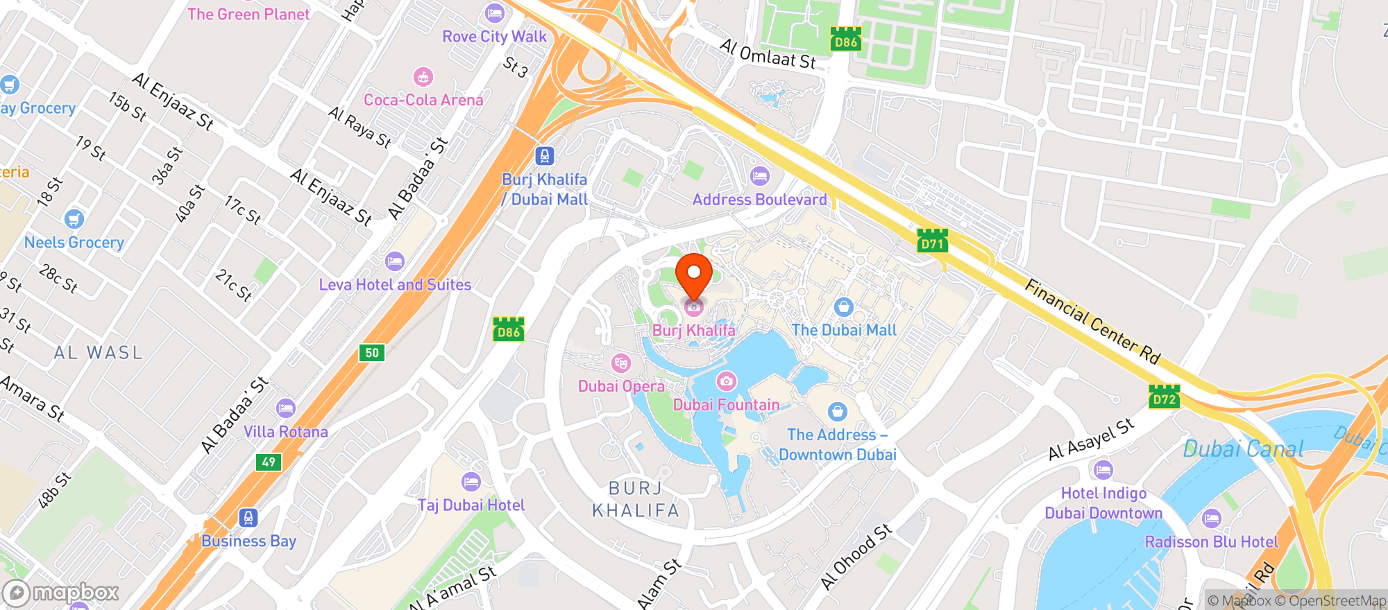 Map showing Burj Khalifa (برج خليفة)