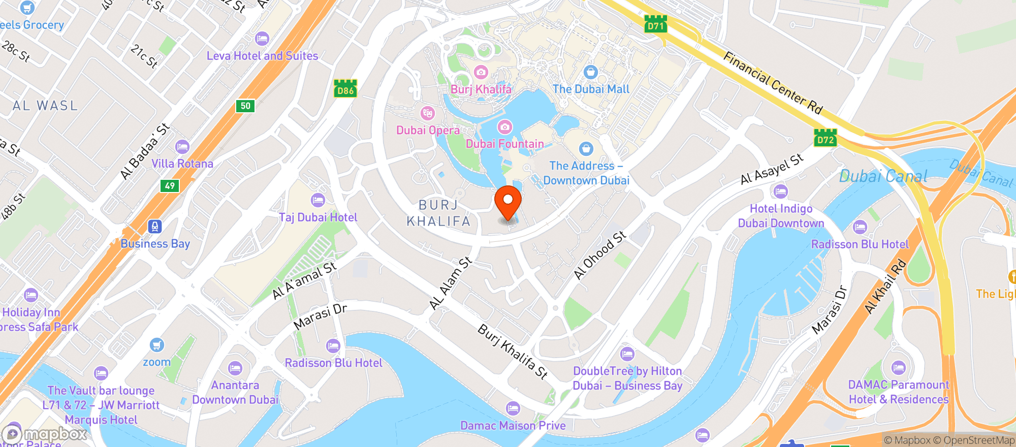 Map showing Burj Plaza
