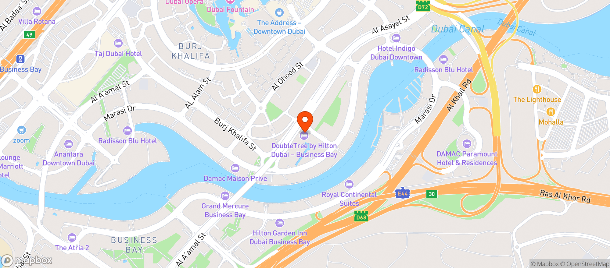 Map showing Doubletree By Hilton Dubai - Business Bay