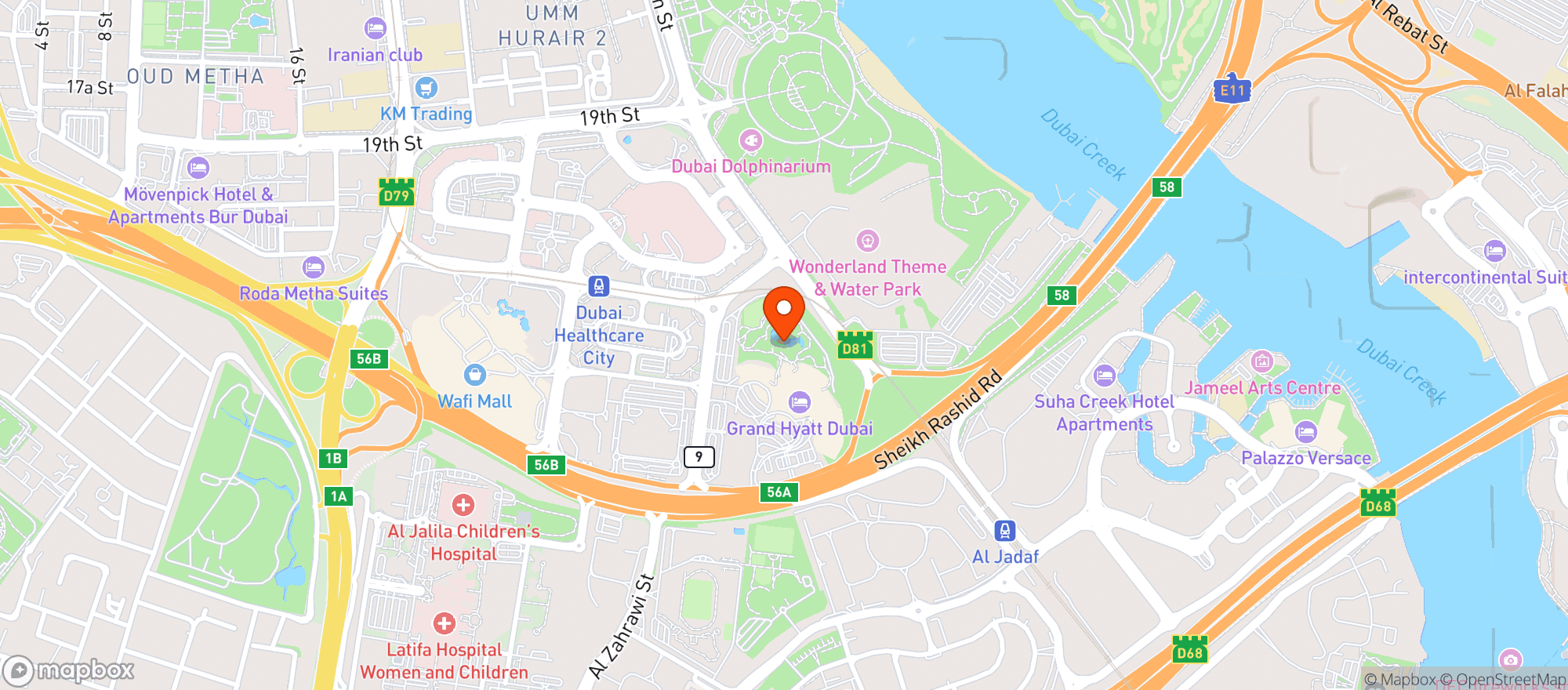 Map showing Poolside Restaurant (بار بركة السباحة)
