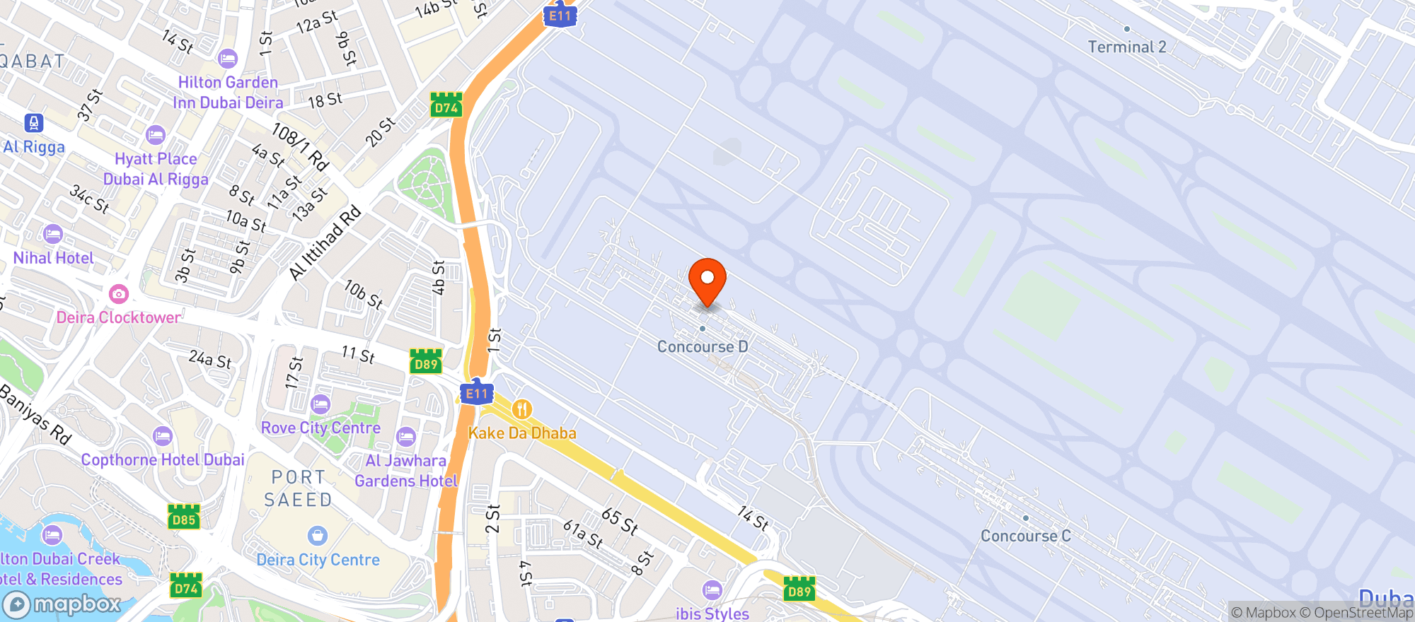 Map showing Lufthansa Senator Lounge